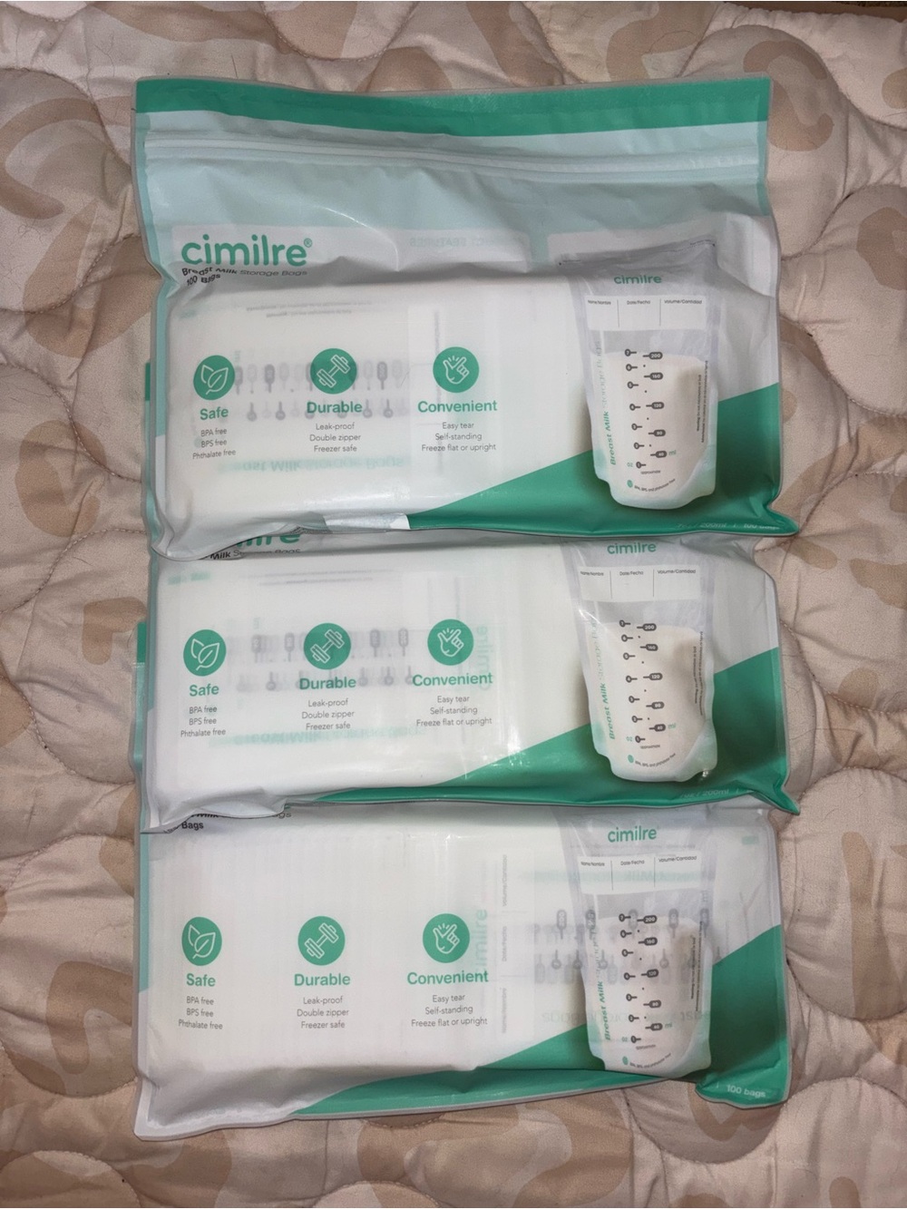 Cimilre Breast Milk Storage Bags - White & Green